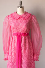Load image into Gallery viewer, 1970s Maxi Dress Pink Lace Gown M