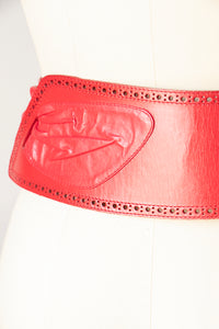 1980s Belt Thick Leather Wide Cinch Waist S/M
