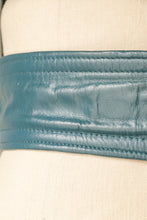 Load image into Gallery viewer, 1980s Blue Green Leather Wide Waist Cinch M