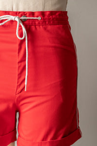 1970s Shorts Red High Waist S/M