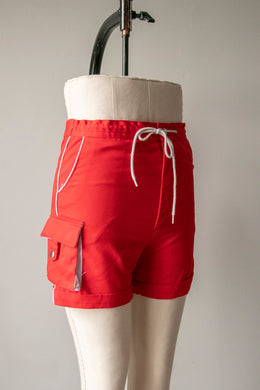 1970s Shorts Red High Waist S/M