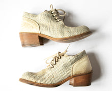 Load image into Gallery viewer, 1990s Shoes Woven Leather Chunky Leather Ankle Booties Sz 37.5