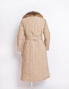 1970s Puffer Coat Fur Lined Quilted S