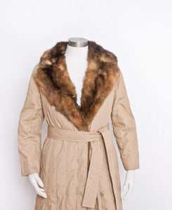 1970s Puffer Coat Fur Lined Quilted S
