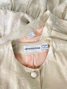 1980s Silk Suit Albert Nipon Skirt Blouse S