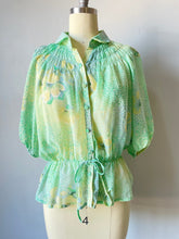 Load image into Gallery viewer, 1970s Blouse Semi Sheer Floral Top L