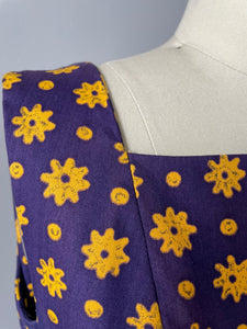 1960s Dress Cotton Floral Ruffle Shift M