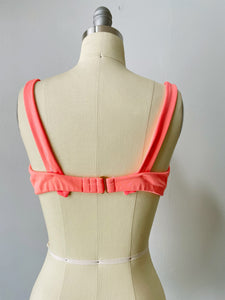1970s Bikini Crop Top Neon Pink Bra S