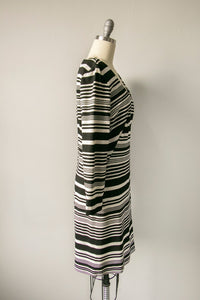 1960s Dress Striped Knit Mod M