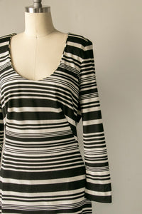 1960s Dress Striped Knit Mod M