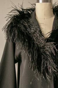 1960s Shirt Dress Feather Collar M