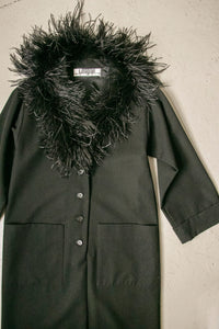 1960s Shirt Dress Feather Collar M