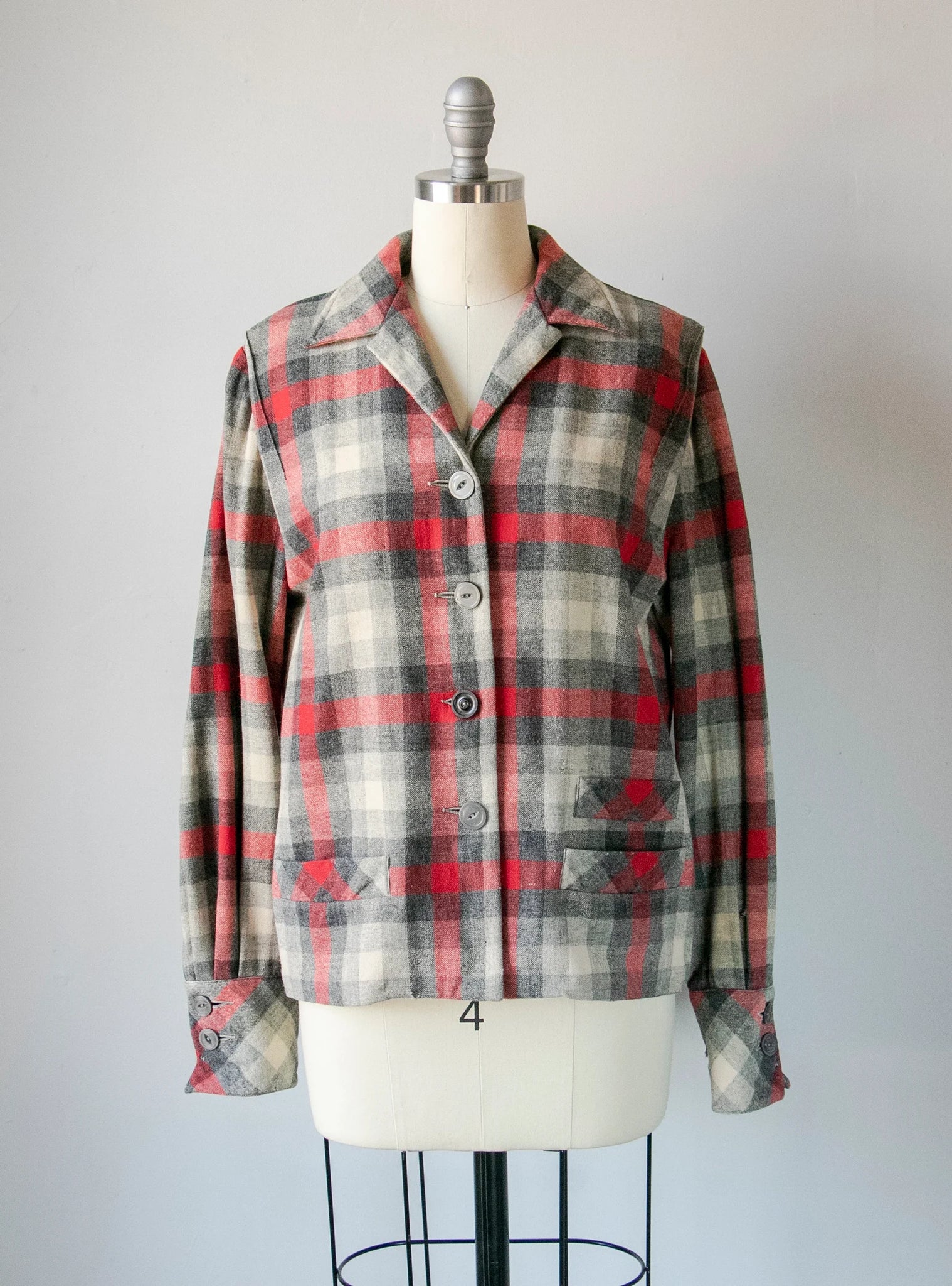 1950s 49er Jacket Wool Plaid Sportswear M Deja Vintage Boutique