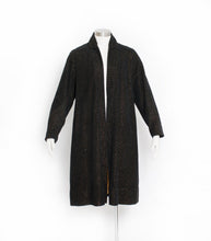 Load image into Gallery viewer, Vintage 50s Swing Coat GOLD Black Velvet Flocked Jacket 1950s Small