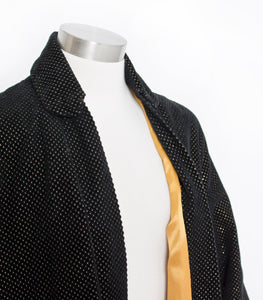 Vintage 50s Swing Coat GOLD Black Velvet Flocked Jacket 1950s Small