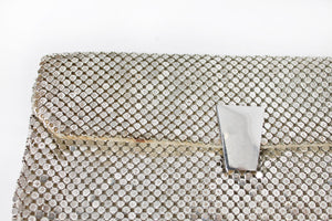 1950s Whitting & Davis Purse Mesh Silver Metal Clutch Bag