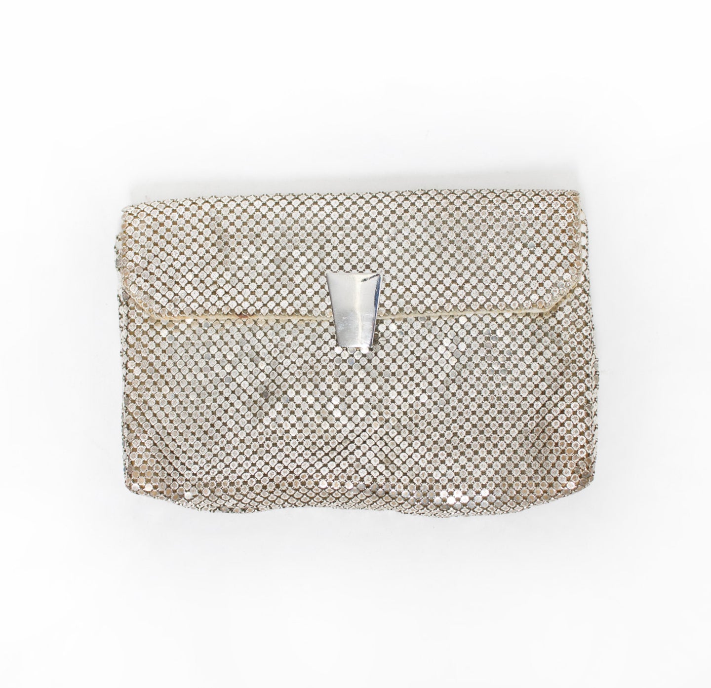 1950s Whitting & Davis Purse Mesh Silver Metal Clutch Bag