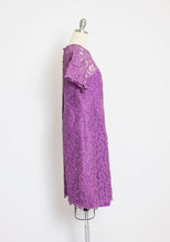 Load image into Gallery viewer, 1960s Dress Purple Lace Illusion Cocktail Party L