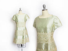 Load image into Gallery viewer, 1960s Dress Silk Lace Sea Foam Green Sage Medium