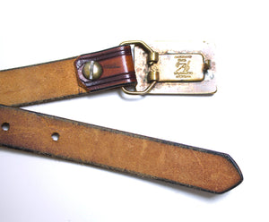 1970s Belt Tooled Brown Leather Wooden Buckle L