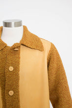 Load image into Gallery viewer, 1970s Leather Jacket REVERSIBLE Brown Suede Knit Large