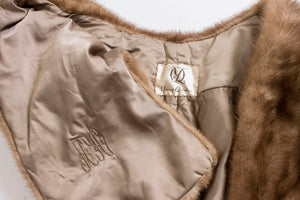 Vintage 1950s Fur Stole MINK Brown Plush Fluffy Wrap Caplet 50s Medium