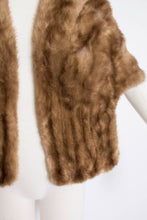 Load image into Gallery viewer, Vintage 1950s Fur Stole MINK Brown Plush Fluffy Wrap Caplet 50s Medium
