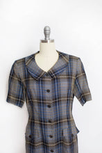 Load image into Gallery viewer, 1980s CHLOE Shirt Front Dress Blue Plaid S