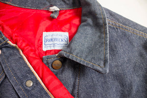 Vintage 1960s Selvage Denim Jacket Roebucks Nylon Lined Jean Jacket Medium