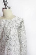 Load image into Gallery viewer, Vintage 60s Dress Silver Lace Mini Mod 1960s Small / XS