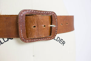 1970s Leather Belt Brown Boho M / L