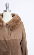Load image into Gallery viewer, 1960s Coat Brown Leather Suede Fur Collar S