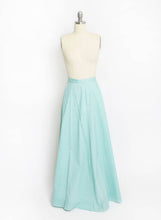 Load image into Gallery viewer, 1950s Dress Sea Foam Flocked Polka Dot Gown Small