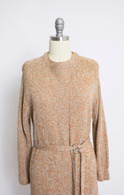 Load image into Gallery viewer, 1970s Knit Sweater Dress Brown Gold Long Sleeve S