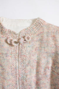 1960s Sweater Coat Beige Wool Knit Jacket M / S