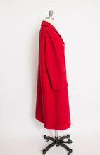 Load image into Gallery viewer, 1960s Coat Red Wool Ribbed Rhinestone Buttons M / L
