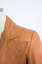 Load image into Gallery viewer, 1970s Leather Jacket Sunburst Brown Cropped Small