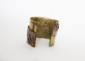 1980s Brutalist Bracelet Metal Cuff Copper Brass Modernist