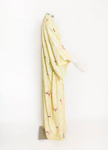 Load image into Gallery viewer, 1950s Kimono Yellow Butterfly Printed Rayon Japanese Robe