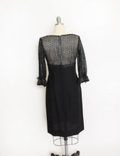 Load image into Gallery viewer, 1960s Dress Black Lace Empire Waist Cocktail S
