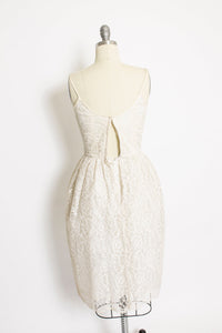 1950s Dress Ivory Lace Sleeveless Bolero Set XS