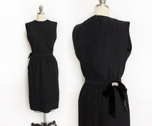 Load image into Gallery viewer, Vintage 1960s Dress Black Crepe Sleeveless Cocktail 60s Small S