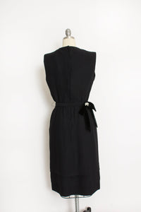 Vintage 1960s Dress Black Crepe Sleeveless Cocktail 60s Small S