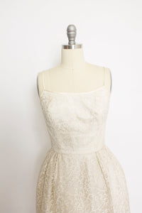 1950s Dress Ivory Lace Sleeveless Bolero Set XS