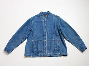 Vintage 1970s Denim Jacket Blue Jean Chore Jacket 70s Medium
