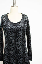 Load image into Gallery viewer, Vintage Betsey Johnson Dress 1990s VELVET Snake Printed Small S