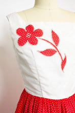 Load image into Gallery viewer, 1950s Dress Red White Swiss Polka Dot Full Skirt XS