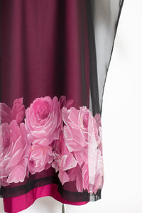 1960s Dress Floral Chiffon Polka Dot Caftan Gown S