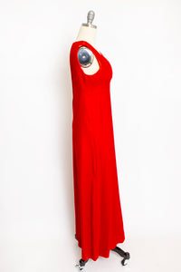 red velvet empire waist dress Vintage 1960s Red Velvet Empire Waist Dress Ivory Satin Collar & Cuffs Mod XS/S