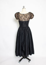 Load image into Gallery viewer, 1940s Dress Black Lace Full Skirt Gown Small